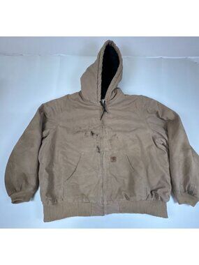 VTG Carhartt J130 Active Jacket Saddle Brown 3XL Regular Hooded Work Coat